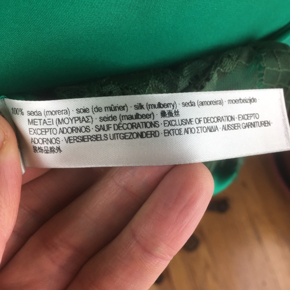 Uterque Emerald Silk and Lace Nightgown / Slip / Slipdress - Medium - Picture 13 of 15